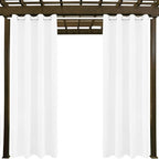 Outdoor Indoor Curtains W52 x L63 for Patio - Weather-resistant Window Panels Privacy Protect Grommet Top Thermal Insulated Home Curtain for Porch Pergola Hot Tub Area (Pure White, 2 Panels)