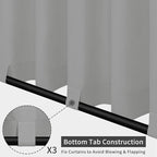 Easy-Going Outdoor Patio Curtains Detachable Tab Top Windproof Weatherproof Curtain for Cabana, Porch, Pergola and Gazebo, Tab Bottom Drape, 2 Panels, 54W x 84L inch, Light Grey
