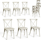 VINGLI Plastic Outdoor Dining Chairs Set of 6, Stackable Patio Cream White Dining Chairs with X Back, Waterproof Kitchen & Dining Room Chairs for Indoor-Outdoor, Capacity 400 lbs