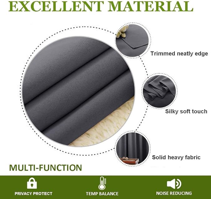Thermal Patio Door Curtains, Grey Blackout Room – Grey, 100 Inches W