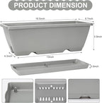 Window Box Planter, 6 Packs 17 Inches Rectangle Planters Box with Drainage Holes and Trays, Vegetable Planters for Windowsill Patio Garden Home Decor Porch Yard Light Gray