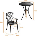 Patio Bistro Set 3 Piece, Cast Aluminum Bistro Set - Image 2