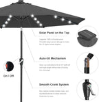 ABCCANOPY Durable Solar Led Patio Umbrellas with 32LED Lights 9FT (Dark Gray)