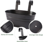 HowRU Metal Iron Flower Pots for Railing Fence Hanging Bucket Pots(5 Pcs) and Hanging Flower Pots Metal Iron Bucket Planter(10 Pcs) (Black)