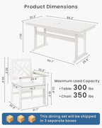 5-Piece Outdoor Dining Set, HDPE All-Weather Patio Table and Chairs Set for 4, Outdoor Patio Furniture Sets with Umbrella Hole for Outside, Deck, Backyard, Garden (White)