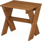 Furinno Tioman Outdoor Side Table Flower Stand, Dark Red Meranti Hardwood