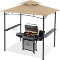 ABCCANOPY 8'x 5' Grill Gazebo Shelter, Outdoor BBQ Gazebo Canopy with LED Light (Khaki)
