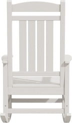 KINGYES Oversized Outdoor Rocking Chair Set of 4, High Density Polyethylene Patio Rocking Chairs with 330lbs Support for Adults, White