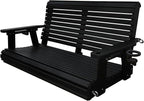 HDPE Porch Swing with 18/8 Stainless Steel Bolts, Ergonomic Design, Ultra Weather-Resistant, Heavy Duty 1200 LBS, for Outdoor Patio Garden Yard (Darknight Black)