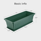 GROWNEER 6 Packs 17 Inches Green Flower Window Box Plastic Vegetable Planters Long Pots with 15 Pcs Plant Labels for Outdoor Indoor Windowsill Patio Garden Home Decor Porch