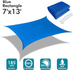 KANAGAWA Sun Shade Sail 7'x13' Blue Rectangle UV Block Canopy Awning Shelter Fabric Cloth Screen for Outdoor Patio Garden Backyard