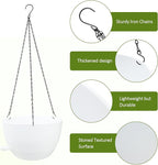 WOUSIWER Self Watering Hanging Planters, 2 Pack 12'' Plastic Pots with Drainage Holes & Reservoir Tray (White) | Indoor & Outdoor Use for Ferns, Ivy, Herbs, Succulents