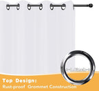 HolidayIdeas Outdoor Curtains for Patio Waterproof, 2 Panels - 84 x 84 Inch - Privacy Protection & Light Filtering Curtains Grommet Outside Curtains for Porch, Gazebo, Pergola, Backyard (White)