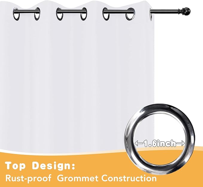 HolidayIdeas White Outdoor Curtains for Patio Waterproof, 4 Panels - 54 x 120 Inch - Privacy Protection & Light Filtering Curtains Grommet Outside Curtains for Porch, Gazebo, Pergola, Backyard