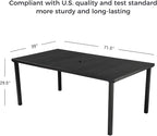 Grand patio 7-Piece Outdoor Dining Set for 6, Patio Dining Furniture Set for 6 Swivel Rope Wicker Chairs & 1 Straight Legs Rectangular Dining Faux Woodgrain Table with Umbrella Hole, Light Gray Brown