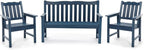 Stoog Outdoor Bench & Chairs Set, All-Weather Patio Furniture Set, Include 2 Patio Chairs and 1 Patio Bench, for Porch, Backyard, Lawn, and Garden, Blue