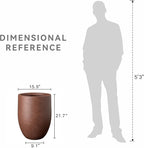 Kante 21.7" H Rusty Tall Planter, Large Outdoor Indoor Decorative Pot with Drainage Hole and Rubber Plug, Modern Round Style for Home and Garden