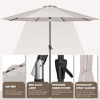 Tempera Patio Market Outdoor Table Umbrella with Auto Tilt and Crank, Large Sun Umbrella with Sturdy Pole & Fade Resistant Canopy, Easy to Set