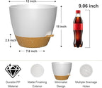 12 Inch Large Self Watering Pots, Flower Pots with Multi-Mesh Drainage Holes and Saucer, Planters for Indoor and Outdoor Garden Plants (White with Brown)