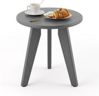 HDPS Outdoor Side Table, Small Round Side Table Weather-Resistant, Outdoor Side Tables for Patio, Porch, Deck, End Table for Plant Stand, Living Room, Bedroom, Gray