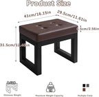 IBUYKE 16 Inch Small Foot Stool Ottoman, Rectangle PU Faux Leather Foot Rest with Padded Seat and Metal Legs, Modern Ottoman Foot Rest for Living Room Bedroom Entryway Couch, Deep Coffee WBD026K