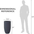 Kante 24 Inch Tall Round Concrete Planter, Large Indoor Outdoor Plant Pots with Drainage Hole and Rubber Plug, Modern Decorative Garden Pots for Home Patio Porch, Textured Charcoal