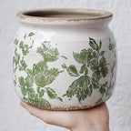 Tuscan Ceramic Indoor Plant Pot & Vase for Home Decor, 6.29'' Rustic Farmhouse Planter w/Drainage for Snake Plant, Pothos and Houseplants, Vintage Office & Tabletop Decoration, Gift for Mom (Green)