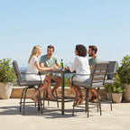 Patio Swivel Bar Stools Set of 4, Outdoor Bar Height Swivel Chairs with Cushions for Garden Balcony Backyard, Grey
