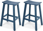 Stoog All-Weather Bar Stools Set of 2, 28" Height Outdoor Bar Stools with 400 lbs Weight Capacity, Low Maintenance, for Patio, Deck, Kitchen Counter, and Garden, Blue