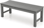 Stoog Outdoor Bench, 2-Person Outdoor Poly Lumber Backless Bench, Weatherproof Garden Bench, Never Rot or Fade, Suit for Church, Backyard, Porch and Park, Grey