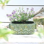 8 inch Green Pots Planters Indoor Plants Succulent Pots Rectangle Window Box Cactus Plant Containers for Home Decor(No Drainage)