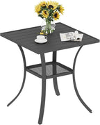 VICLLAX Patio Dining Table, Square Table Metal Outdoor Bistro Table by HOME