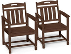Ciokea HDPE Outdoor Patio Dining Chairs Set of 2, All-Weather Porch Chair with Wide Seat, Durable Outdoor Furniture for Backyard, Garden, Lawn & Poolside, Brown