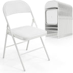 VINGLI 20 Pack Folding Chairs with Padded Seats, Metal Frame with Pu Leather Seat & Back, Capacity 350 lbs, White