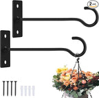 Plant Hooks 2Pack Hanging Plant Bracket 6inch Metal Plant Hanger Decorative Plant Hook for Bird Feeders, Planters, Lanterns, Wind Chimes, Home Decor Indoor Outdoor (Black)