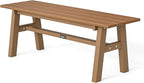 VINGLI 47” Outdoor Bench Garden Bench HDPE Porch Bench w/Metal Legs, Poly Lumber Patio Bench, 660 LBS Capacity Outdoor Backless Bench(Teak)