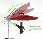Backyard Expressions 10FT Cantilever Patio Umbrella – Outdoor Offset Hanging Umbrella with Smooth Crank, Tilt Adjustment & UV Protection – Heavy-Duty Steel Frame (Base Not Included)