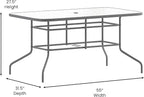 Flash Furniture Tory 31.5" x 55" Rectangular Tempered Glass Metal Table with Umbrella Hole, Silver