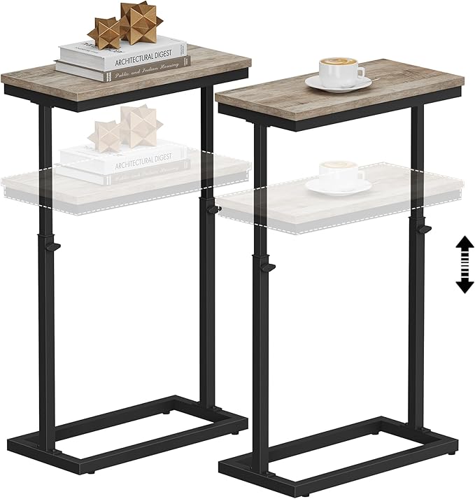 TUTOTAK End Table, Side Table, Tall Couch Table, Sofa Table, Living Room, Bed Room, Greige TB01BG0832