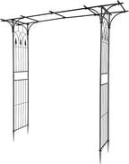 VINGLI Garden Arbor, Arch Archway for Wedding Ceremony Party, Steel Garden Trellis for Plant Climbing, Christmas Decorations Pergola for Backyard, Lawn (Black)