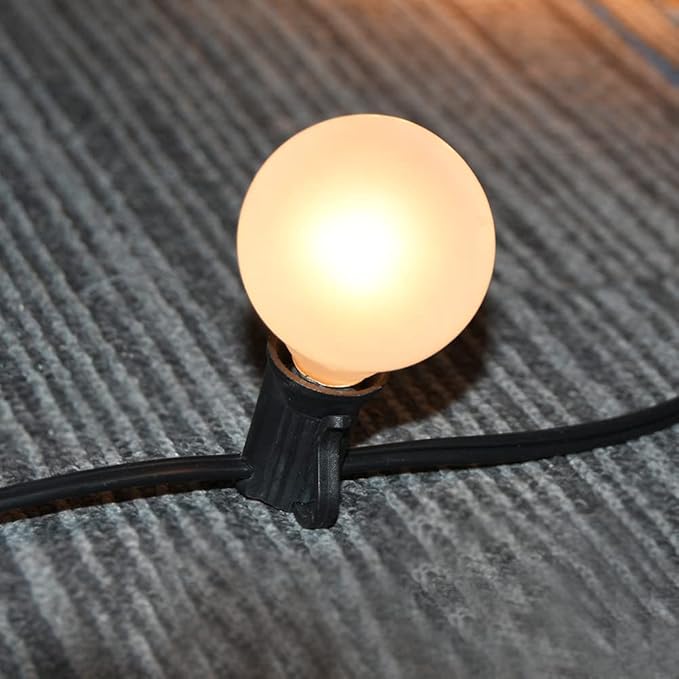 String Lights 25 ft Warm White G40 Frosted Globe Bulbs, 27 Count