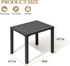 Side Tables Set of 2, Black Aluminum Rectangular Patio End Tables
