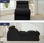 ijuicy Sleek Chaise Lounge Chair for Exercise/Yoga, Indoor Lounger with Headrest, Waist Cushion, Movable Footrest, Side Pockets, Non-Slip Bottom, High Density Sponge, Black