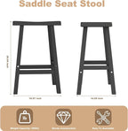 Bar Stools Set of 4, Waterproof UV-Resistant,Durable Resin Kitchen Island Chairs for Indoor & Outdoor Use, Modern Design for Home,Bar,and Cafe (29'' Black-4)