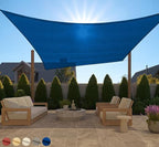 GORILLA GRIP Heavy Duty Sun Shade, UV Protection Fade Tear and Rust Resistant Rectangle Sunshade Canopy, Curved Edges Blocks Sunlight, Breathable Sail, Outdoor Patio, Lawn Garden 10x13 FT Blue