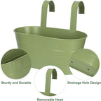 HowRU Metal Iron Flower Pots for Railing Fence Hanging Bucket Pots(5 Pcs) and Hanging Flower Pots Metal Iron Bucket Planter(10 Pcs) (Green)