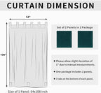 Easy-Going Outdoor Patio Curtains Detachable Tab Top Windproof Weatherproof Curtain for Cabana, Porch, Pergola and Gazebo, Tab Bottom Drape, 2 Panels, 54W x 108L inch, Teal