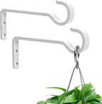 6 Inch 2 Pack Heavy Duty Outdoor Plant Hangers for Hanging Baskets, Iron Hanging Plant Brackets, Metal Plant Wall Hooks for Lantern, Bird Feeder, Windchime, White