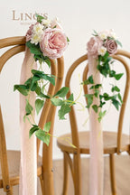 Artificial Aisle Pew Flowers, 8 Pack, Dusty Rose and Cream, Silk and Foam