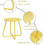 Elevon E-Coated Steel Side Table Weather Resistant Outdoor 17.5” Round End Table Accent Table for Bistro Balcony